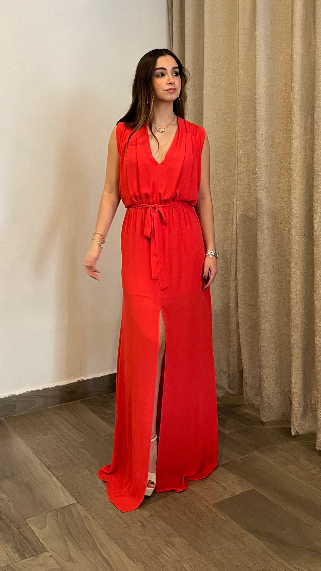 Coral Drape Dres