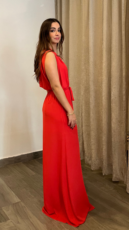Coral Drape Dress