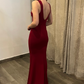 Wine Fishtail Long Dress