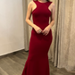 Wine Fishtail Long Dress