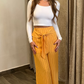 Striped Mustard Wide Leg Pants