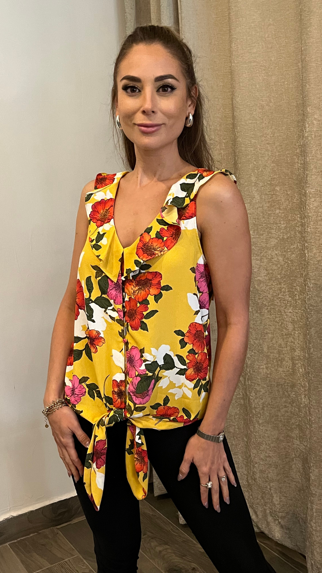 Tie Flower Print Top