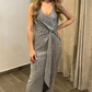 Sequined Twist Silver Dress