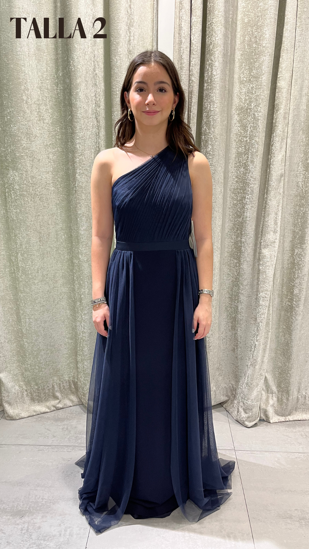 One Shoulder Navy Dress