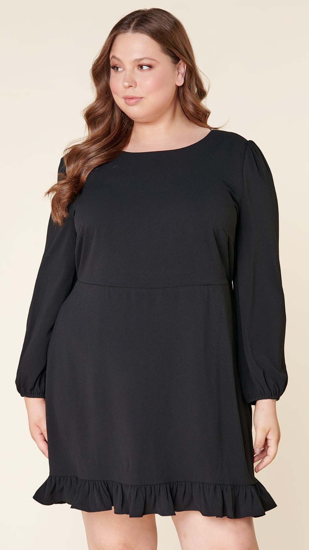 Ruffle Plus Black Dress