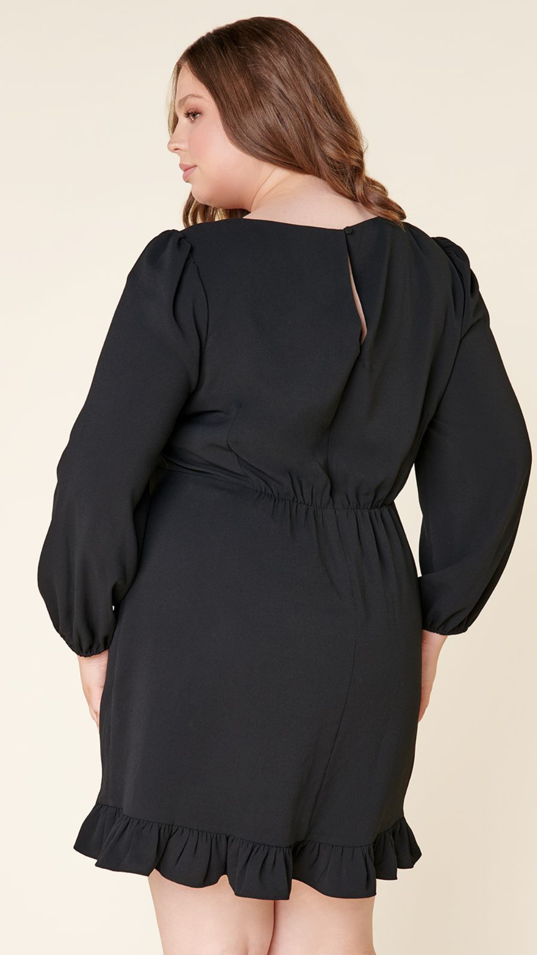 Ruffle Plus Black Dress