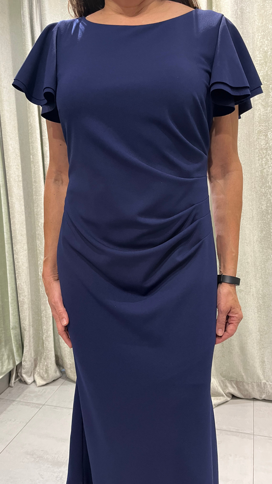 Navy Puff Sleeve Dress