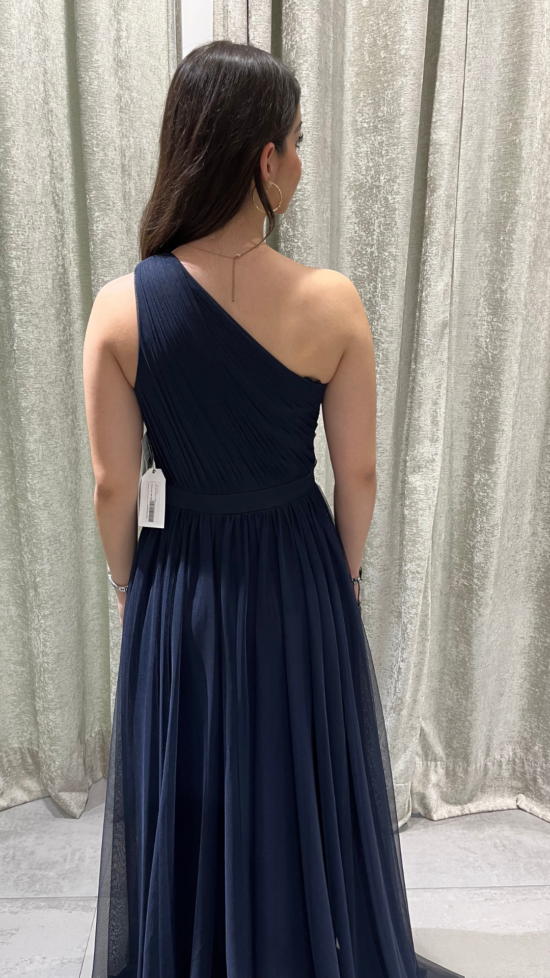 One Shoulder Navy Dress