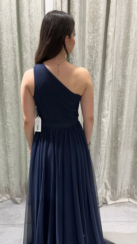 One Shoulder Navy Dress